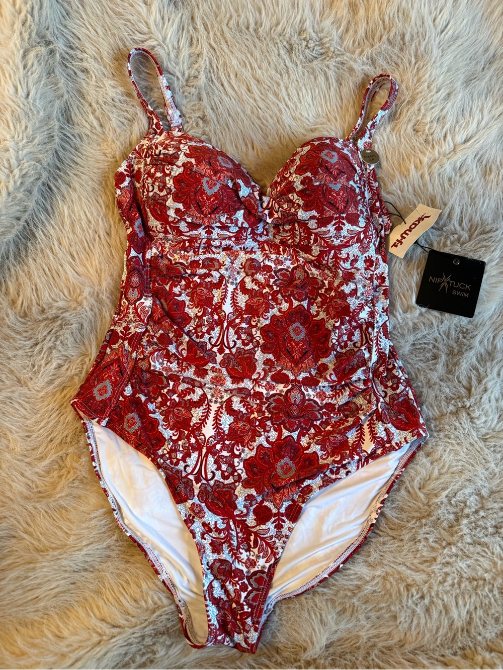 Nip + Tuck Red Floral One-Piece Swimsuit